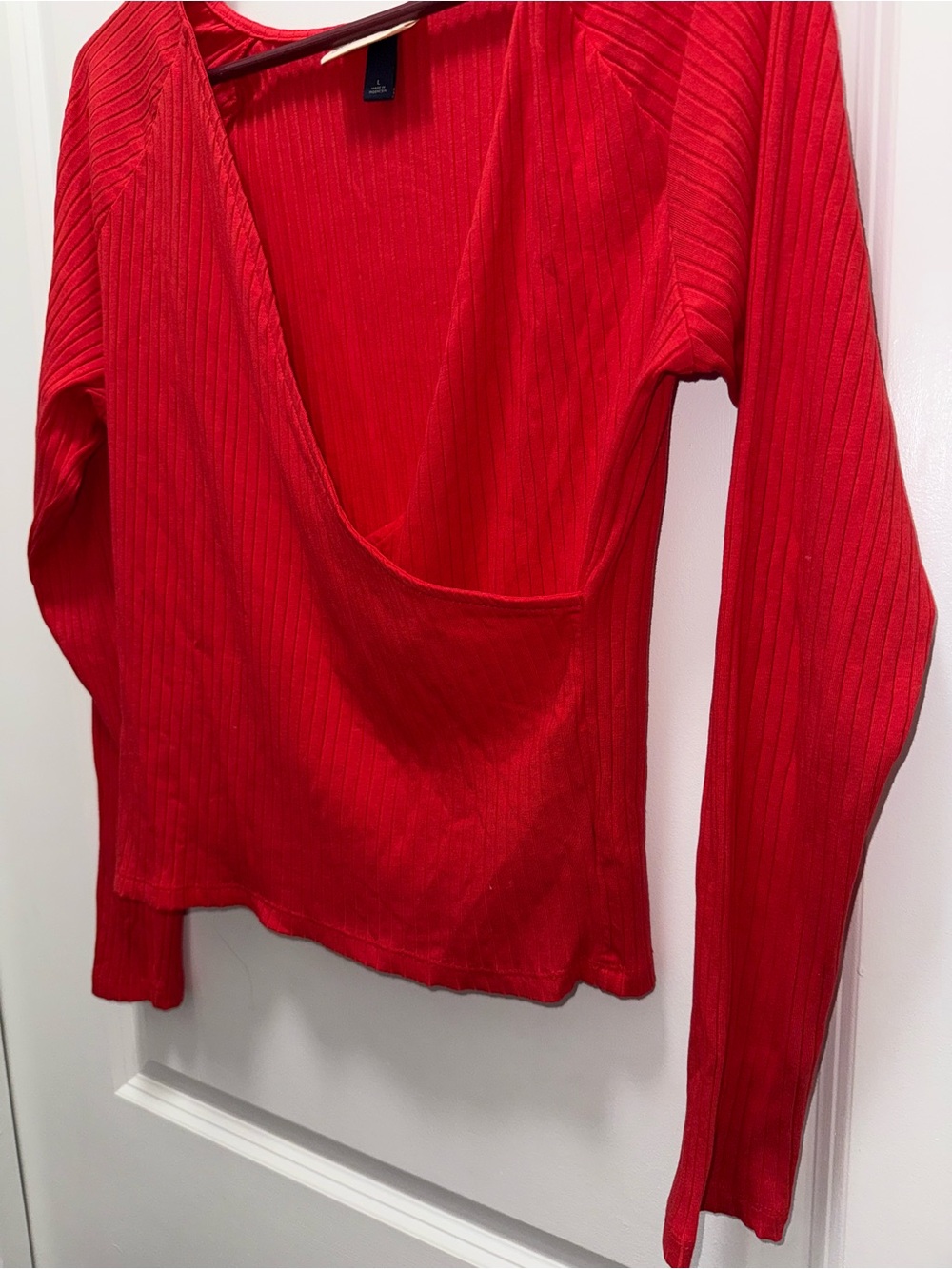 Target Universal Thread Red Ribbed Wrap-Front Women's Top - Picture 3 of 6